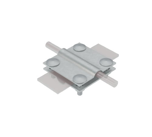 Соединитель крестообразный для прутка  5-8 мм и полосы до 30 мм с 2 пластинами CU  2XS-D5-8-B30 CU  КМ-профиль