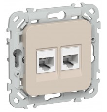 FLITE Розетка 2-ая компьютерная RJ45 кат.5Е UTP РК5е-2-0-ФлЛ льняной  FI-K22-1-K88  IEK