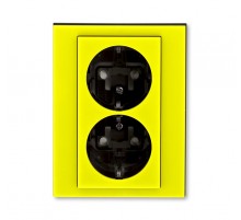 ABB Levit Жёлтый / дымчатый чёрный Розетка 2-ая с з/к со шторками 16А  5522H-C03457 64W  2CHH223457C6064  ABB
