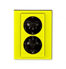 ABB Levit Жёлтый / дымчатый чёрный Розетка 2-ая с з/к со шторками 16А  5522H-C03457 64W  2CHH223457C6064  ABB