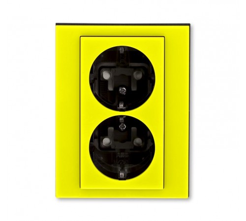 ABB Levit Жёлтый / дымчатый чёрный Розетка 2-ая с з/к со шторками 16А  5522H-C03457 64W  2CHH223457C6064  ABB