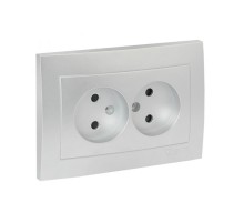 Валенсия лицевая панель розетка 2-местной б/з 10А сталь с защ. штор. EKF PROxima   ESR10-L-102-30   EKF