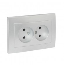 Валенсия лицевая панель розетка 2-местной б/з 10А сталь с защ. штор. EKF PROxima   ESR10-L-102-30   EKF