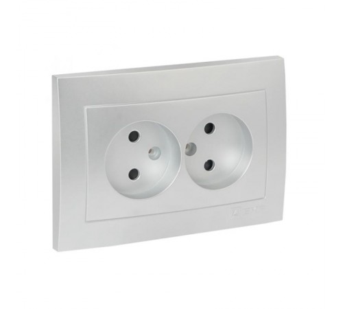 Валенсия лицевая панель розетка 2-местной б/з 10А сталь с защ. штор. EKF PROxima   ESR10-L-102-30   EKF