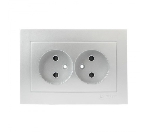Валенсия лицевая панель розетка 2-местной б/з 10А сталь с защ. штор. EKF PROxima   ESR10-L-102-30   EKF