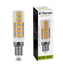 Лампа светодиодная LB-433 (7W) 230V E14 4000K 16x65mm  25899  FERON