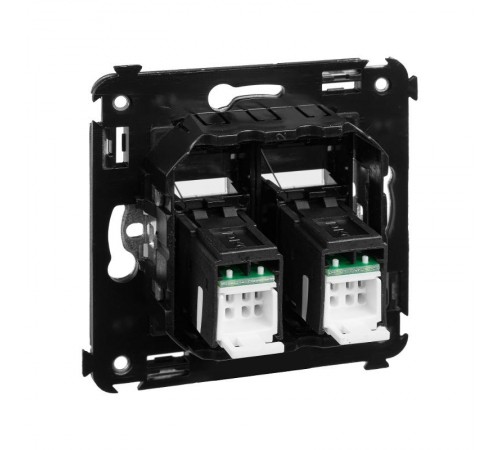 Компьютерная розетка RJ-45 в стену, кат.6 двойная,"Avanti", "Черный матовый"  4412294  DKC