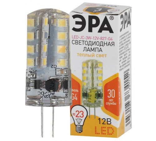 Лампа светодиодная LED JC-3W-12V-827-G4 (диод, капсула, 3Вт, тепл, G4)  Б0033193  ЭРА