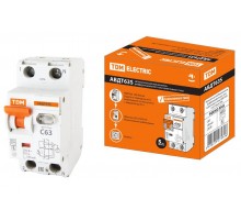 Выключатель автоматический дифференциального тока АВДТ 63S 1п+N 63А C 100мА тип AC  SQ0202-0042  TDM