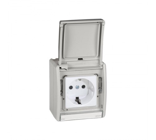 Simon 44 Aqua Рамка с открывающейся крышкой под механизмы S27, IP55, S44 Aqua, серый  4400092-035  Simon