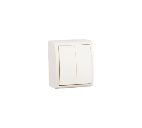 Двухклавишный выключатель IP54 с подсветкой 10AX 250В цвета слоновая кость S15 Aqua  1594399-031  Simon