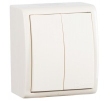 Двухклавишный выключатель IP54 с подсветкой 10AX 250В цвета слоновая кость S15 Aqua  1594399-031  Simon