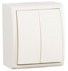 Двухклавишный выключатель IP54 10AX 250В цвета слоновая кость S15 Aqua  1594398-031  Simon