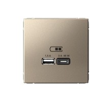 ArtGallery Шампань Розетка USB A + тип-C 45Вт высокоскор.заряд. QC, PD, механизм  GAL000529  SE