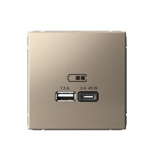ArtGallery Шампань Розетка USB A + тип-C 45Вт высокоскор.заряд. QC, PD, механизм  GAL000529  SE