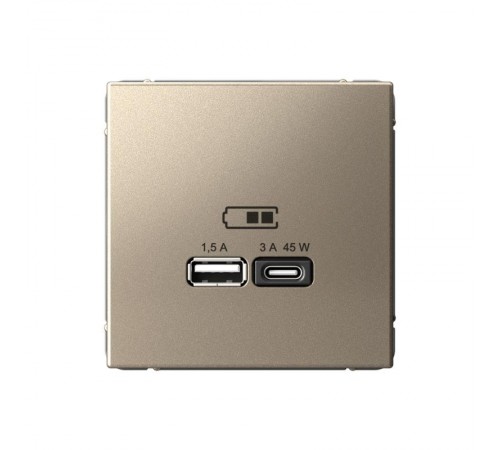 ArtGallery Шампань Розетка USB A + тип-C 45Вт высокоскор.заряд. QC, PD, механизм  GAL000529  SE