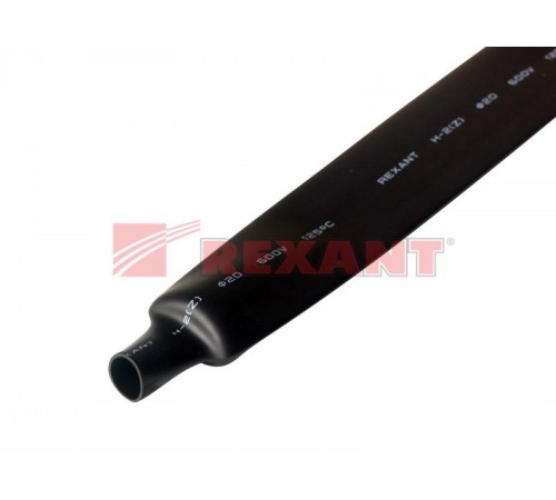 Термоусадка 20,0 / 10,0 мм, черный (1м)  22-0008  REXANT