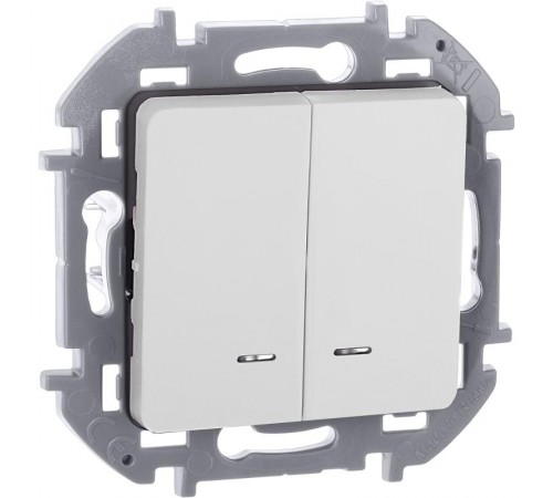 Inspiria Белый Выключатель 2-клавишный с подсветкой С/У без рамки  673630  Legrand