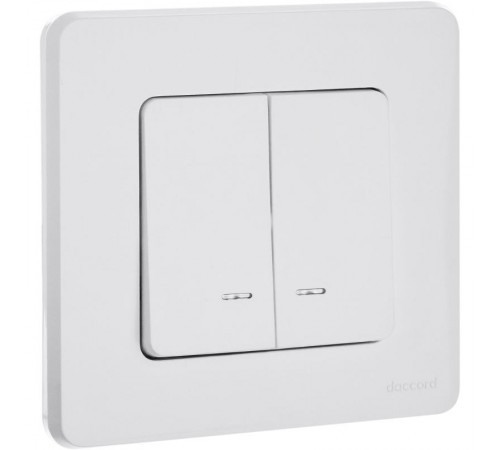 Inspiria Белый Выключатель 2-клавишный с подсветкой С/У без рамки  673630  Legrand