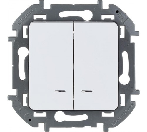 Inspiria Белый Выключатель 2-клавишный с подсветкой С/У без рамки  673630  Legrand