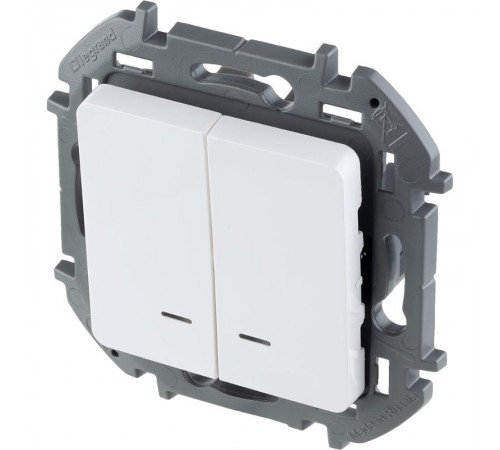 Inspiria Белый Выключатель 2-клавишный с подсветкой С/У без рамки  673630  Legrand