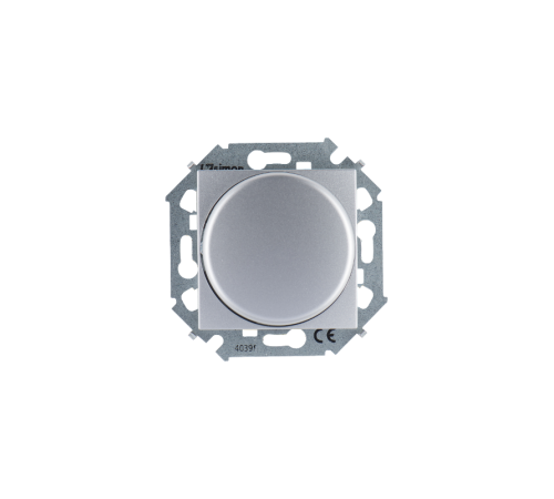 Simon 15 Алюминий Светорегулятор поворотно-нажимной электронный, переключатель, 500Вт 230В, винт. зажим  1591790-033  Simon