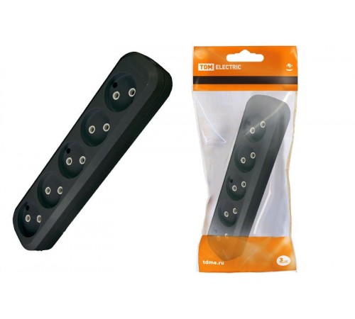 Колодка розеточная 5 гнезд 2П б/з 10А 250В черная  SQ1806-0134  TDM