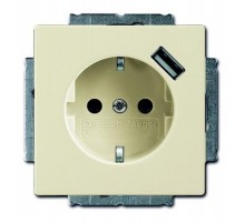 Розетка Schuko с устройством зарядным USB, 20 EUCBUSB-82-500, Future слоновая кость(саванна), 16А, 700 мА,  2011-0-6177   2CKA002011A6177  ABB