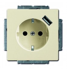 Розетка Schuko с устройством зарядным USB, 20 EUCBUSB-82-500, Future слоновая кость(саванна), 16А, 700 мА,  2011-0-6177   2CKA002011A6177  ABB