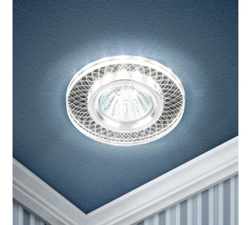 Светильник точечный встраиваемый DK LD43 SL 3D декор cо светодиодной подсветкой MR16, зеркальный  Б0037353  ЭРА