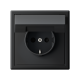 ArtGallery Карбон Розетка с заземлением со шторками с крышкой, 16А, IP20,  механизм, быстрозажим. клем.  GAL001046S  SE