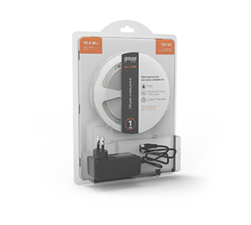 Лента светодиодная Basic в комплекте LED 2835/120 12V 14,4W/m 1400lm/m 3000K 8mm IP20 5m 1/50  BT085  Gauss