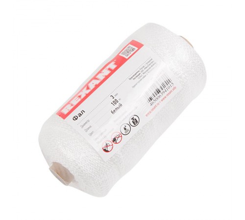 Фал плетеный 3 мм 100 м белый  77-2314-1  REXANT