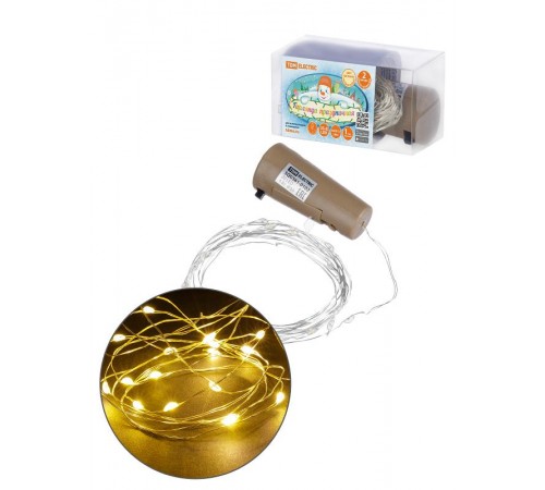 Гирлянда-пробка для бутылки "Роса20" 20LED, 2м, 3000К, 3хAG13/LR44,  SQ0361-0102  TDM