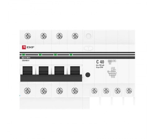 Выключатель автоматический дифференциального тока АД-4 4п 40А C 100мА тип AC (8 мод.) PROxima (электронный)  DA4-40-100-pro  EKF