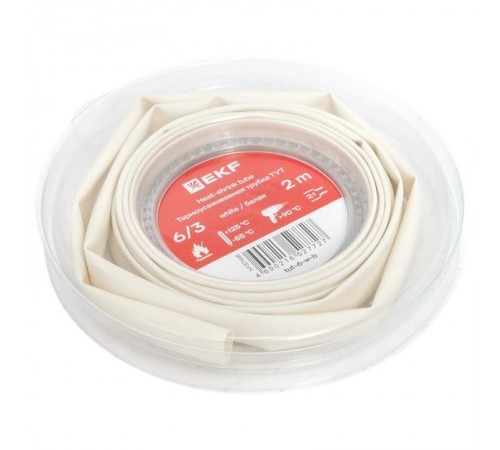 Термоусаживаемая трубка ТУТ нг 6/3 белая ролик 2 м tut-6-w-bEKF