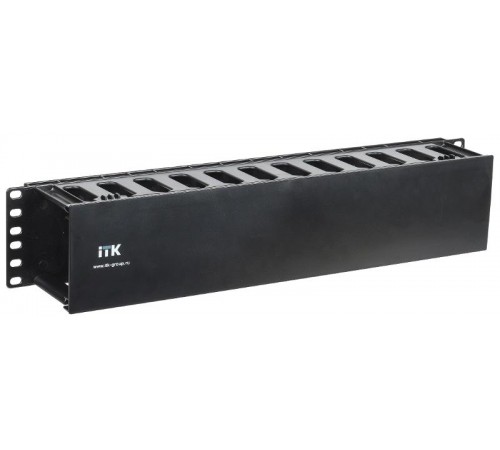 19" пластиковый каб. органайзер с крышкой, 2U, чер  CO05-2PC  ITK