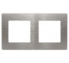 Рамка для розеток и выключателей  Серия 12 12-5102-16 на 2 поста, Сатин, титан  Б0065747  ЭРА