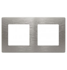 Рамка для розеток и выключателей  Серия 12 12-5102-16 на 2 поста, Сатин, титан  Б0065747  ЭРА