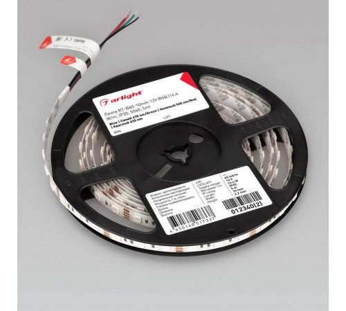 Лента светодиодная RT-B60-10mm 12V RGB (14.4 W/m, IP20, 5060, 5m) (arlight, Открытый)  012340(2)  Arlight
