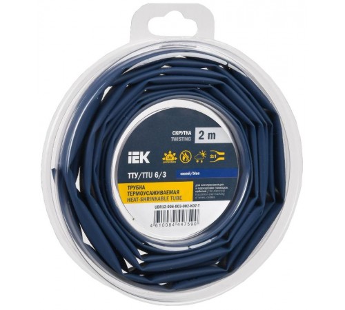 Трубка термоусадочная ТТУ нг-LS 6/3 синяя (2м/упак) IEK  UDR12-006-003-002-K07-T  IEK