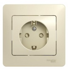 Glossa Бежевый Розетка с заземлением со шторками (в сборе с рамкой)  GSL000244  SE