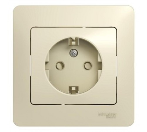 Glossa Бежевый Розетка с заземлением со шторками (в сборе с рамкой)  GSL000244  SE