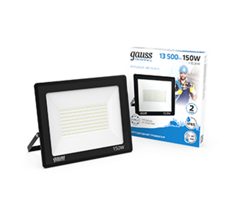 Прожектор светодиодный Elementary 150W 12800lm 6500К 200-240V IP65 черный LED 1/4  691511150  Gauss