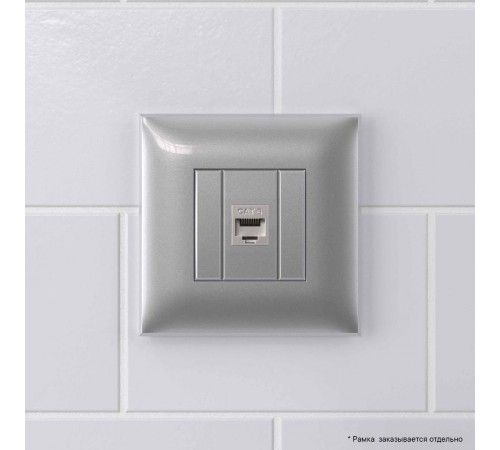 Компьютерная розетка RJ-45 без шторки в стену, кат.6 одинарная экранированная, "Avanti", "Закаленная сталь"  4404793  DKC