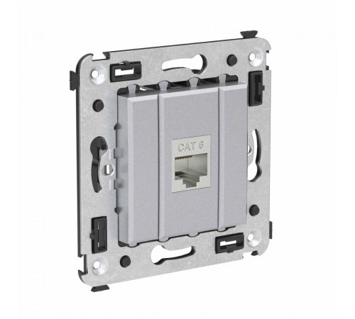 Компьютерная розетка RJ-45 без шторки в стену, кат.6 одинарная экранированная, "Avanti", "Закаленная сталь"  4404793  DKC