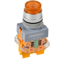 Кнопка D7-11DNZS d=22мм 1з+1р с подсветкой и фиксацией желтая  BBT50-11DNZS-3-11-K05-G  GENERICA