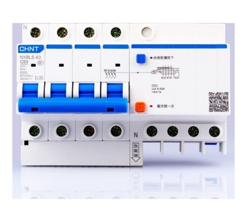 Выключатель автоматический дифференциального тока NXBLE-63 4P C32 300mA тип AC 6kA (R)  982196  CHINT