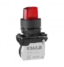 Переключатель КПЕ1110РЛ-220В-красный-1но+0нз-ручка-фикс-2поз-индикатор-IP40  354424  КЭАЗ