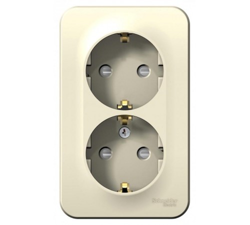 Blanca Молочный О/У с изолирующей пластиной Розетка 2-ая с заземлением со шторками 16А, 250В  BLNRA011212  SE